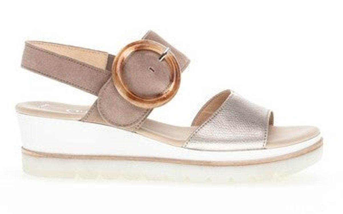 Gabor - Best Fitting Sandal med kilehæl, 42-0579 - Metal / Beige - 6.5