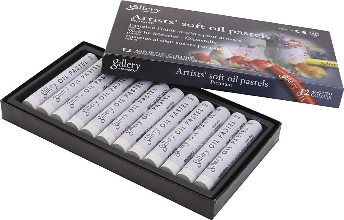 Gallery - Artists Soft Oil Pastels - Oliekridt - Grå Metal - 12 Stk.