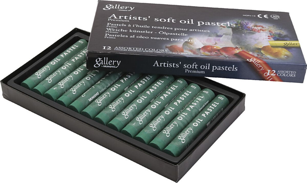 Gallery - Artists Soft Oil Pastels - Oliekridt - Smaragdgrøn - 12 Stk.