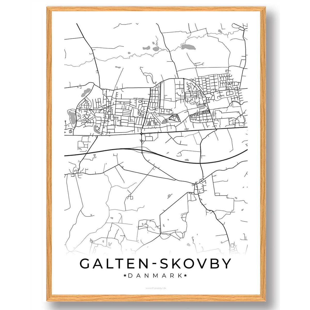 Galten-Skovby by plakat - hvid (Størrelse: XS - 15x21cm (A5))