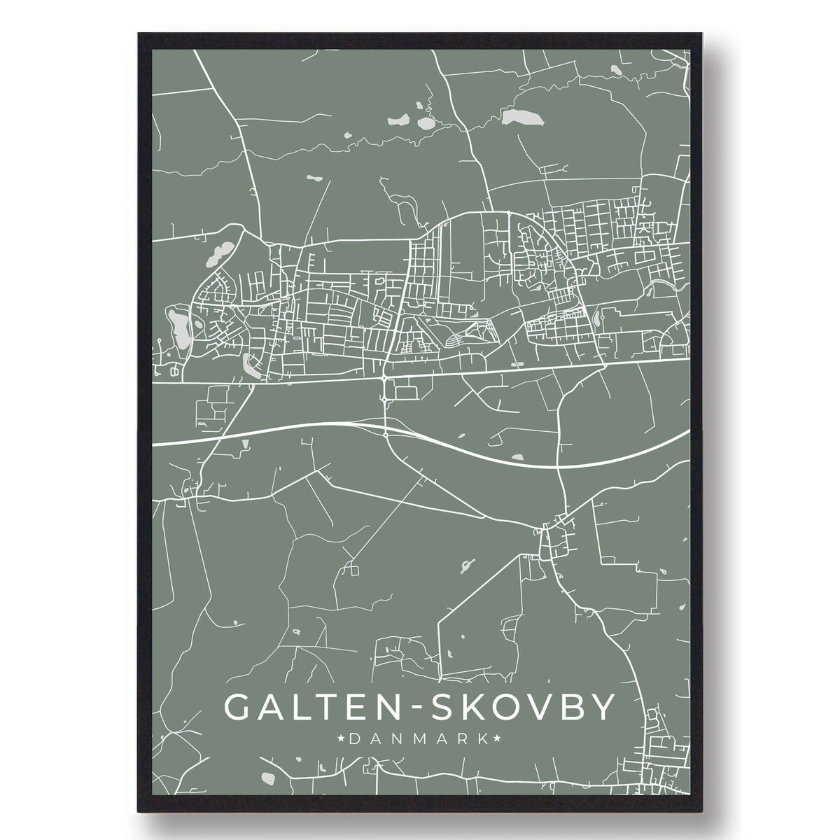 Galten-Skovby plakat - grøn (Størrelse: S - 21x29,7cm (A4))