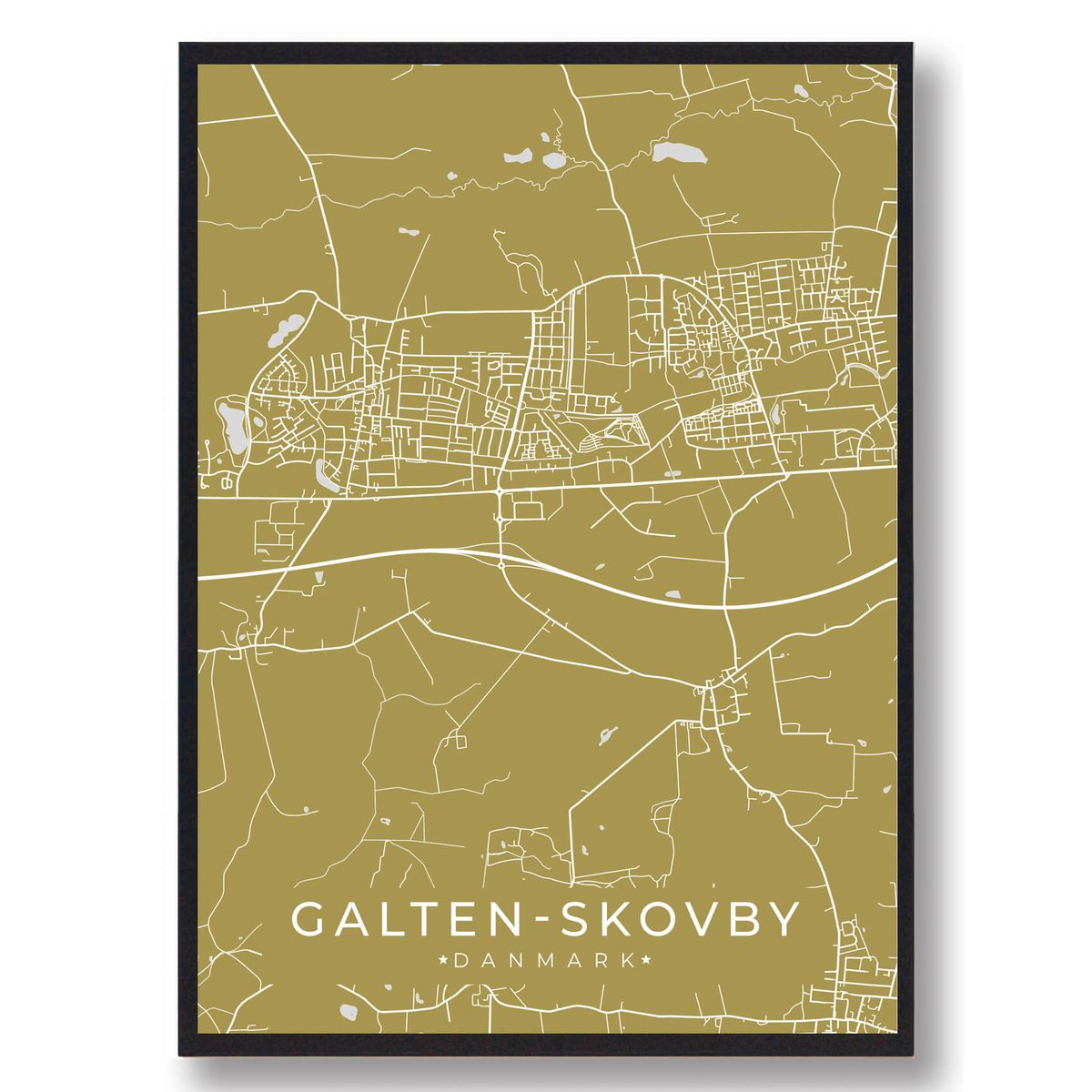 Galten-Skovby plakat - gul (Størrelse: S - 21x29,7cm (A4))