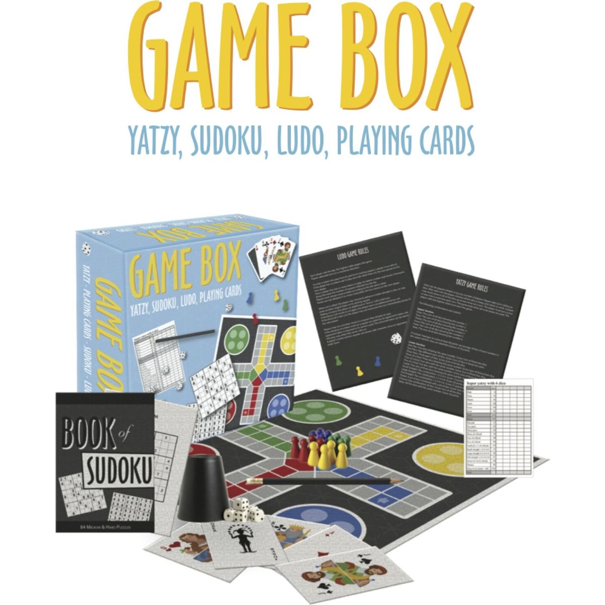 Game Box - Yatzy, Sudoku, Ludo Og Spillekort