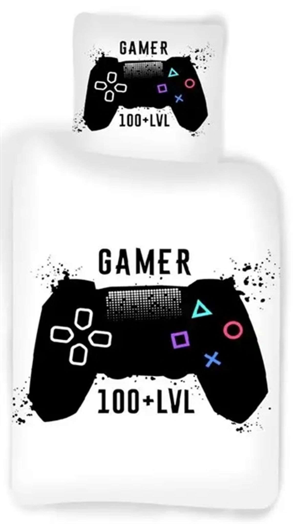 Gamer sengetøj - 140x200 cm - Gamer 100 + LVL - 100% bomulds sengesæt