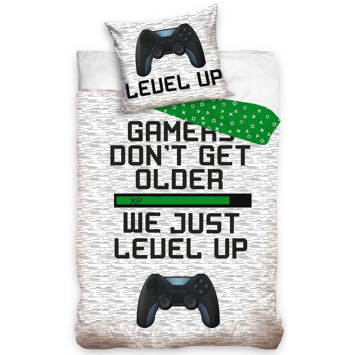 Gamer Sengetøj ''Level up'' - 100 procent bomuld