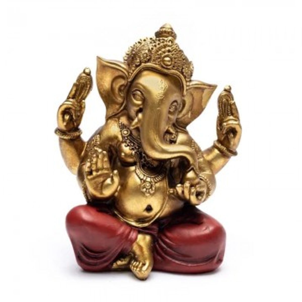 Ganesha i guld m. røde bukser - Ganesha - GodKarmaShop