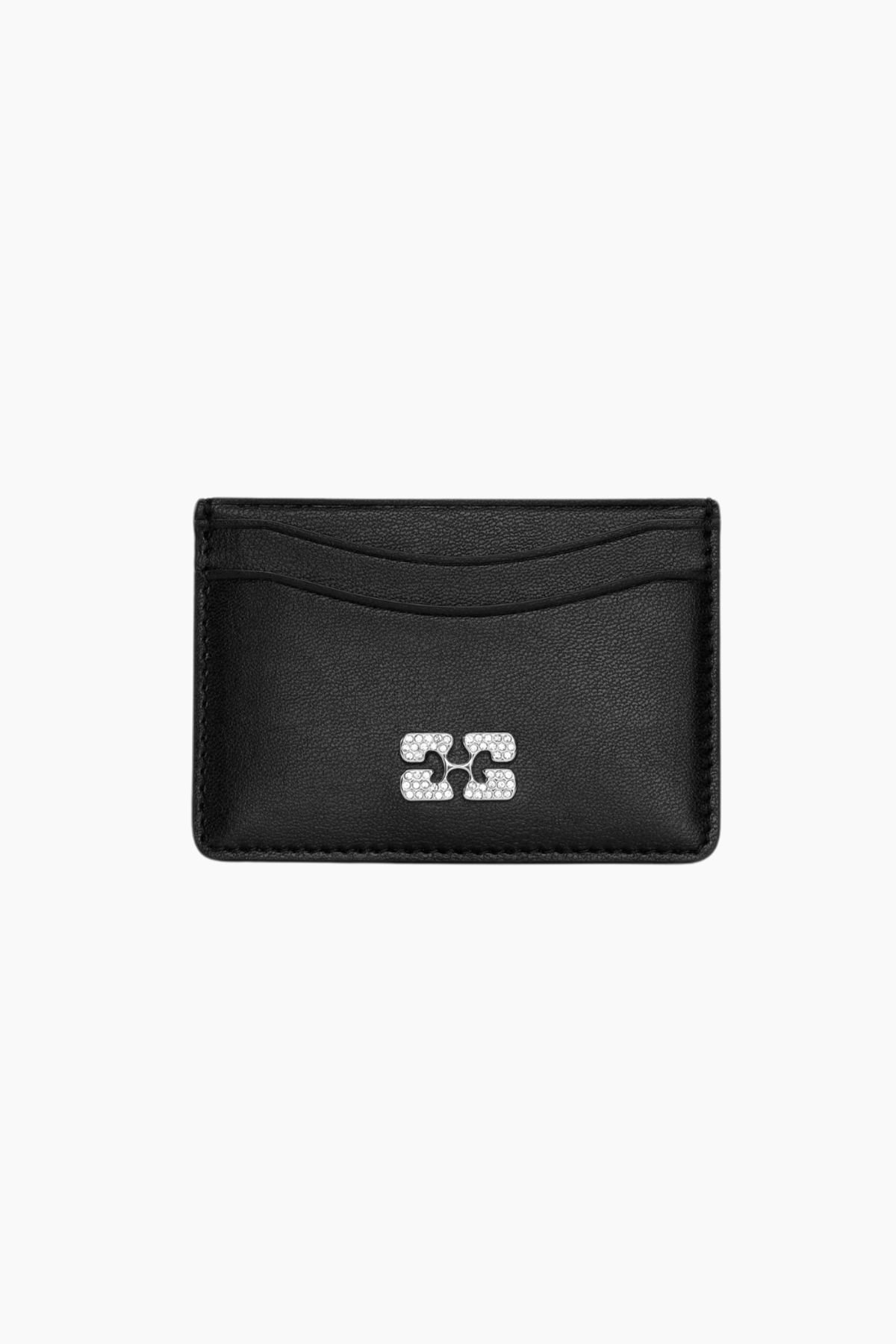 Ganni Bou Card Holder Strass A6392 - Black - GANNI - Sort One Size