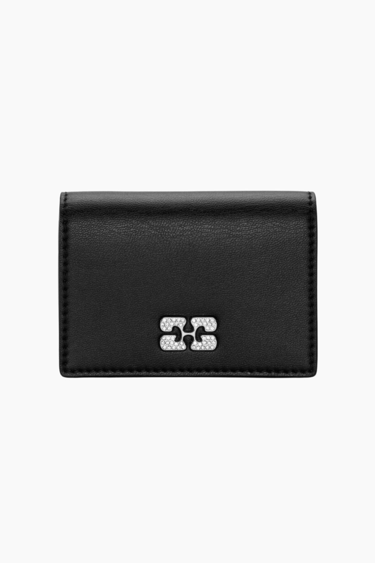 Ganni Bou Flap Card Holder Strass A6395 - Black - GANNI - Sort One Size