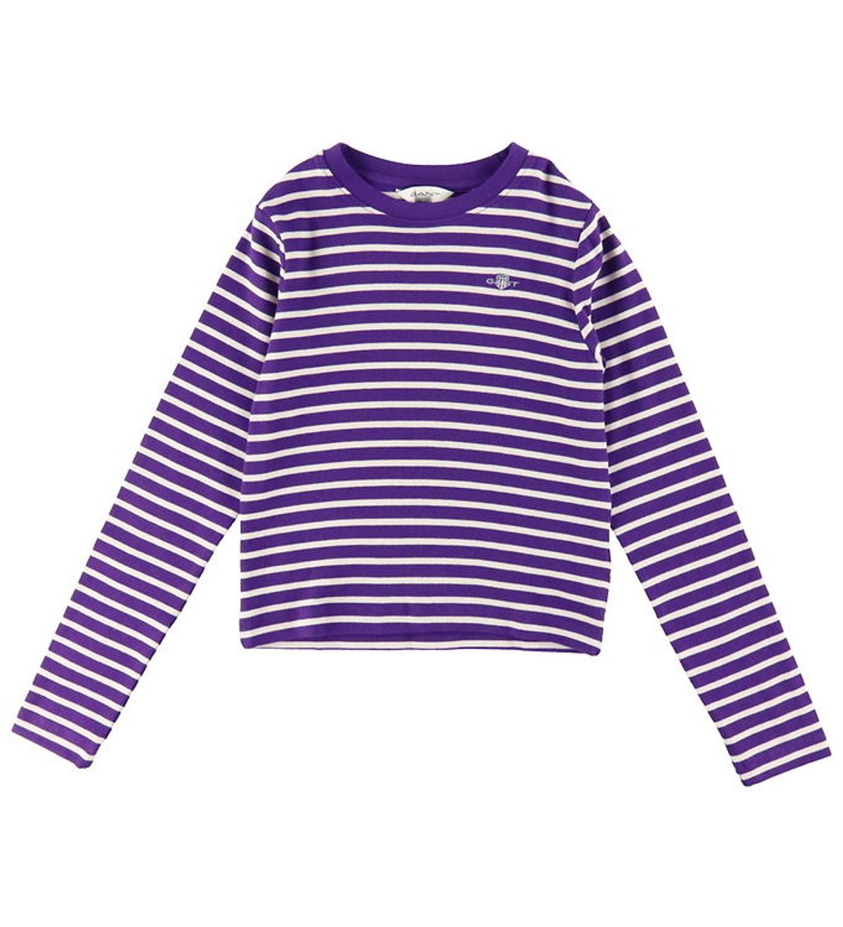 Gant Bluse - Cropped - Rib - Pansy Purple/Hvidstribet