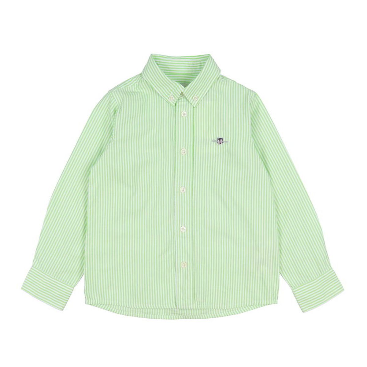 GANT Skjorte - Oxford - Slime Green/Hvidstribet