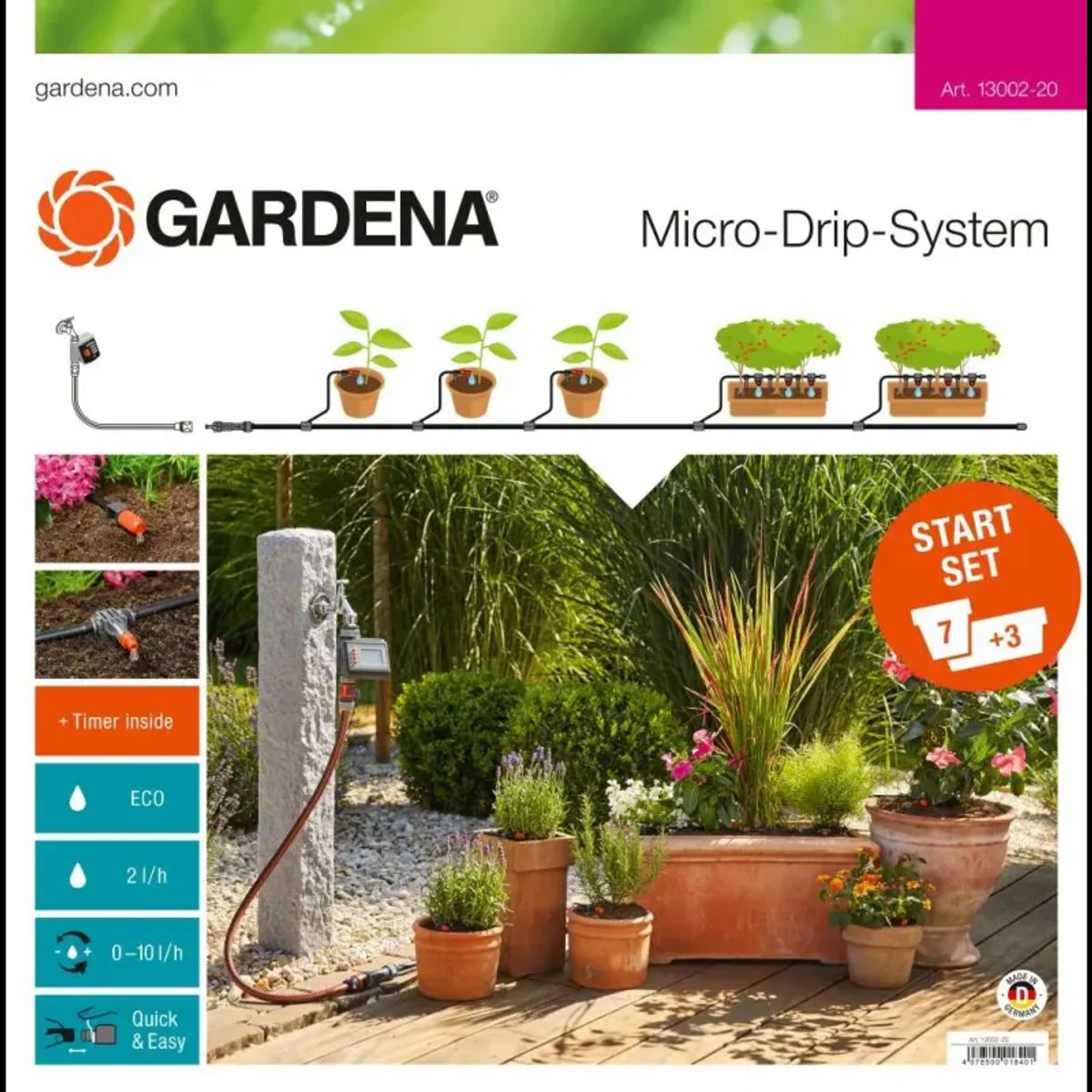 Gardena Start Set Micro drip Urtepotter Medium m/comp. - 13002-20