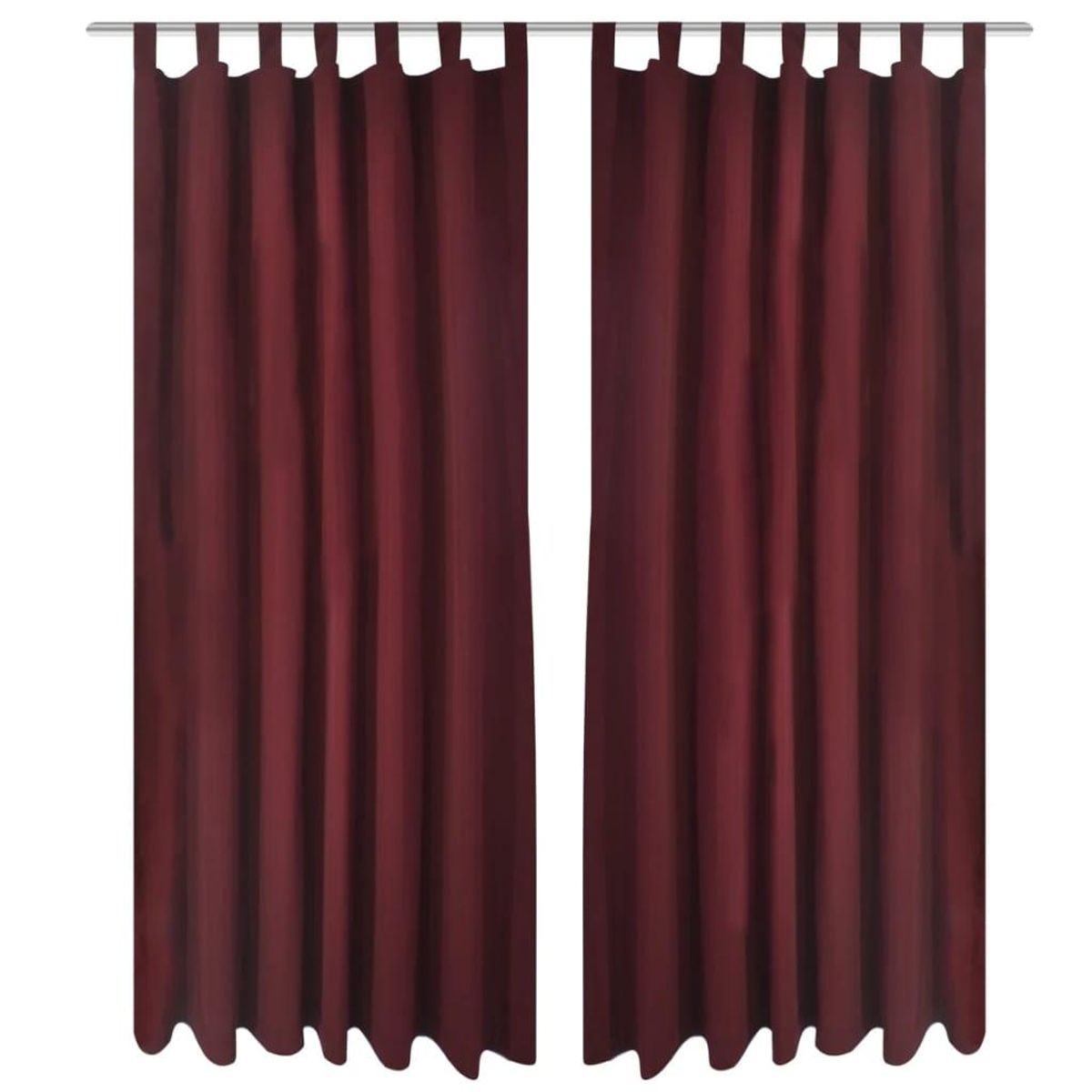 Gardiner i mikro-satin med løkker 2 stk. 140 x 245 cm Bordeaux-rød