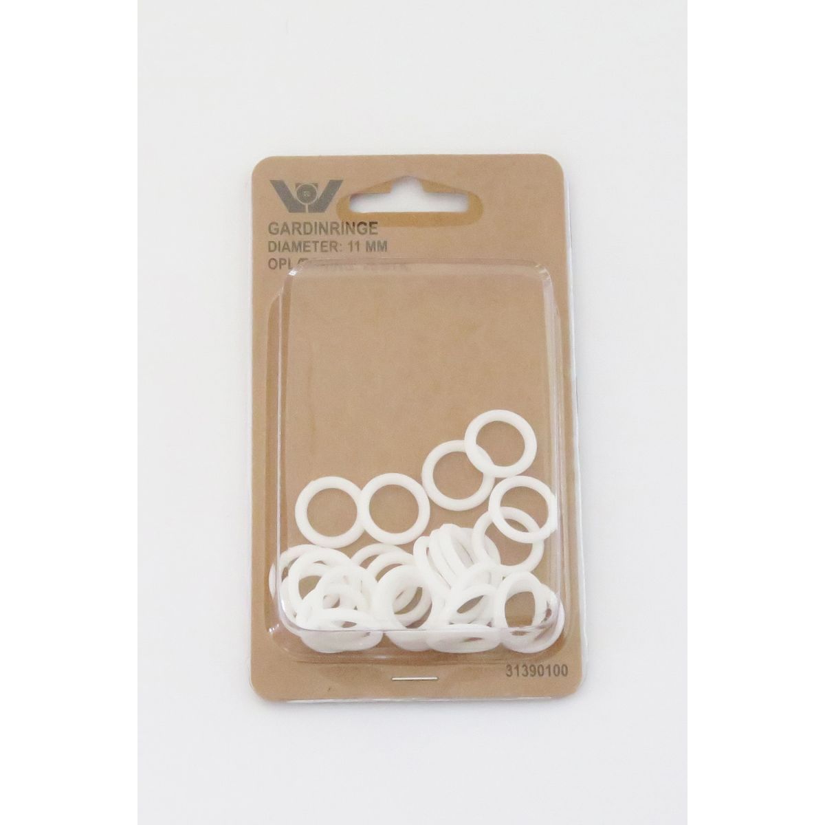 GARDINRINGE 11MM HVID PLAST (25 STK)