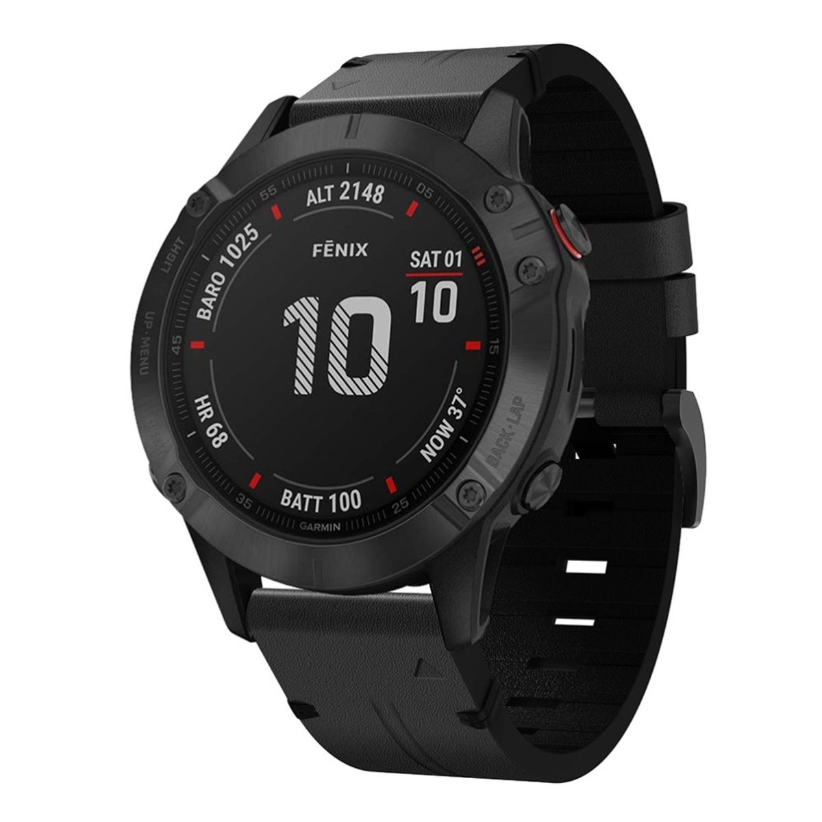 Garmin Fenix 6/Fenix 5 Plus/Fenix 5/Forerunner935 - Ægte læder urrem 22mm - Sort