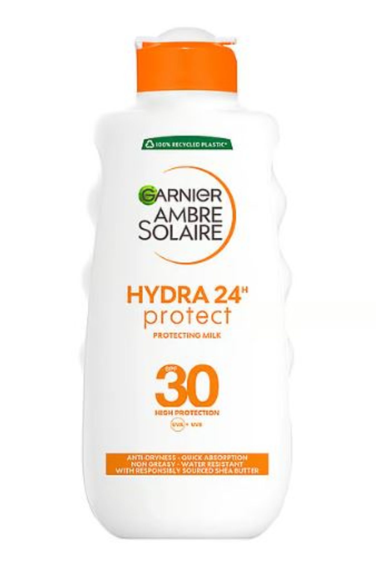 Garnier ambre solaire sun protection milk 24H hydration SPF30 water resistant 200ml