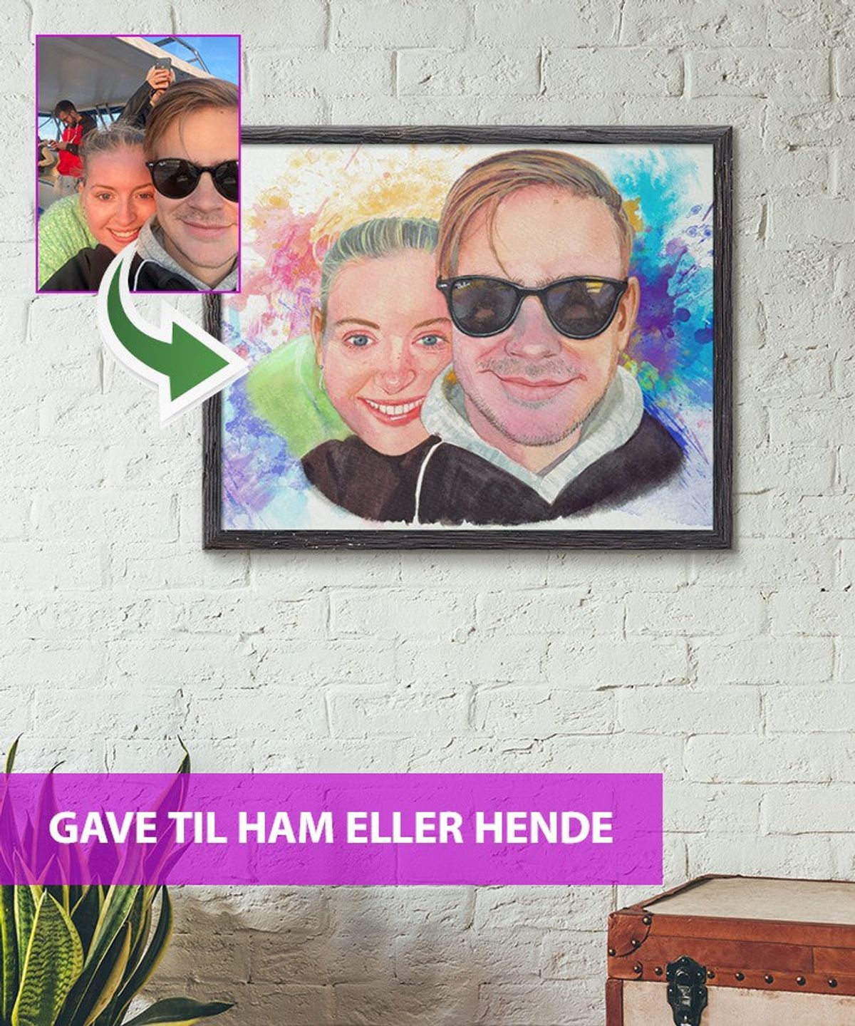 Gave til ham eller hende - Vandmaleri efter dine fotos