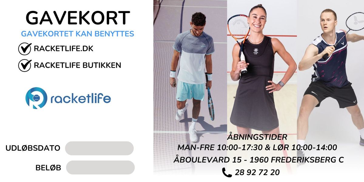 Gavekort til Racketllife - 1.000,00 kr