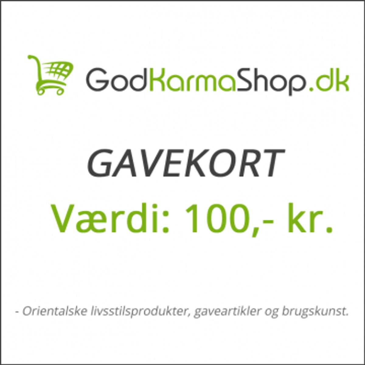 Gavekort værdi 100,- kr. - Gavekort og gavebevis - GodKarmaShop