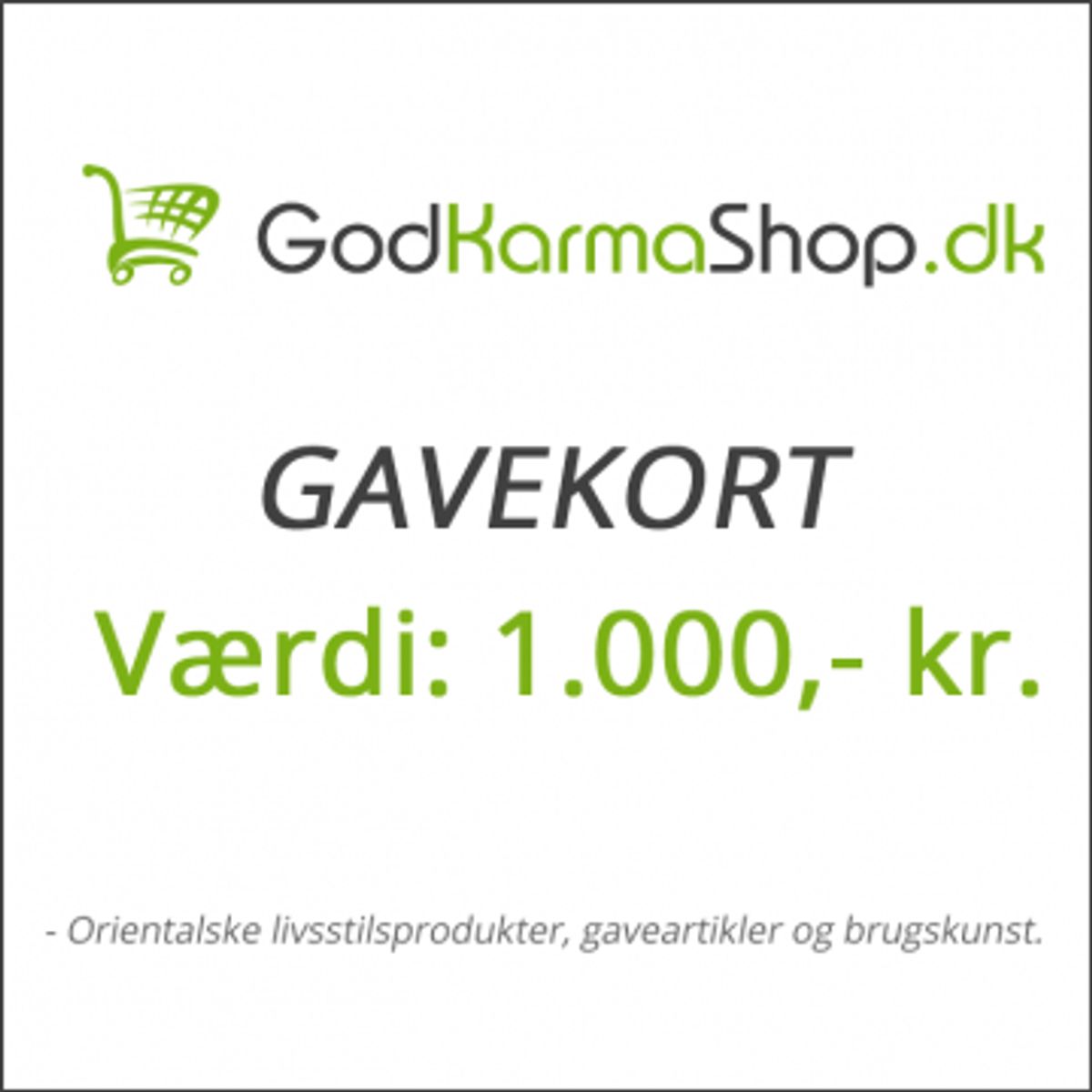 Gavekort værdi 1000,- kr. - Gavekort og gavebevis - GodKarmaShop