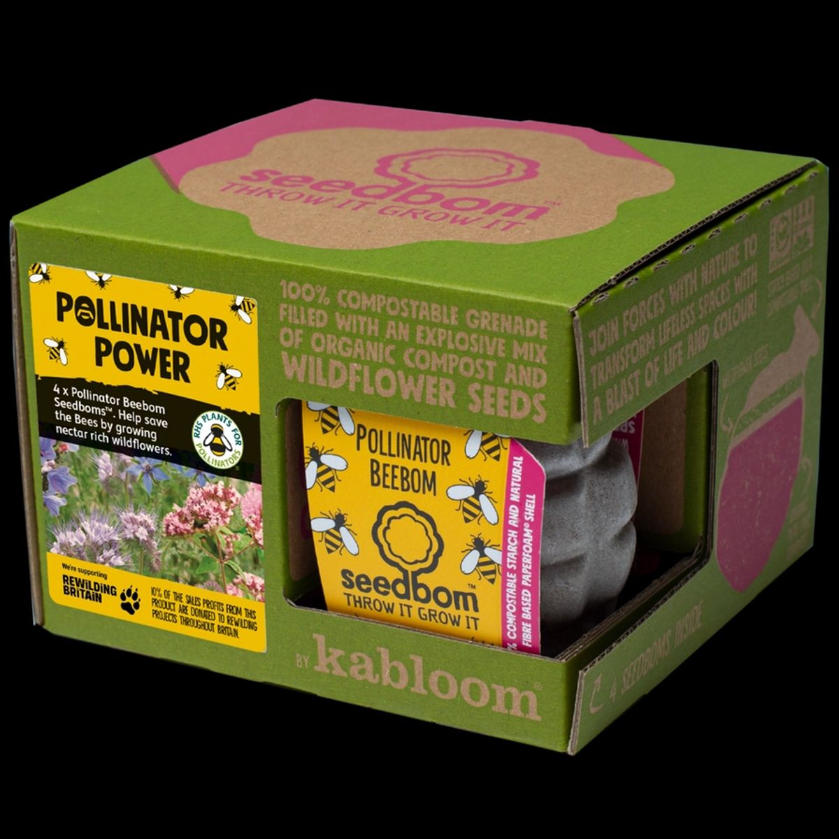 GAVEÆSKE POLLINATOR BEEBOM - FRØBOMBER M. VILDE BLOMSTER TIL BIER - KABLOOM - FRØBOMBER - KABLOOM - StudioBuus