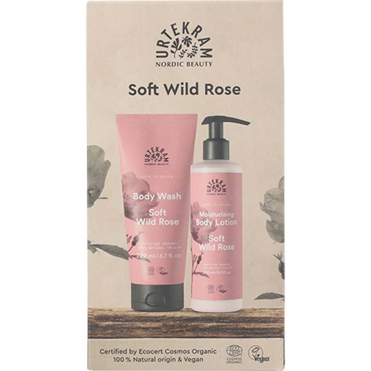 Gaveæske Soft Wild Rose Body Lotion & Body Wash - 1 pakke - Urtekram