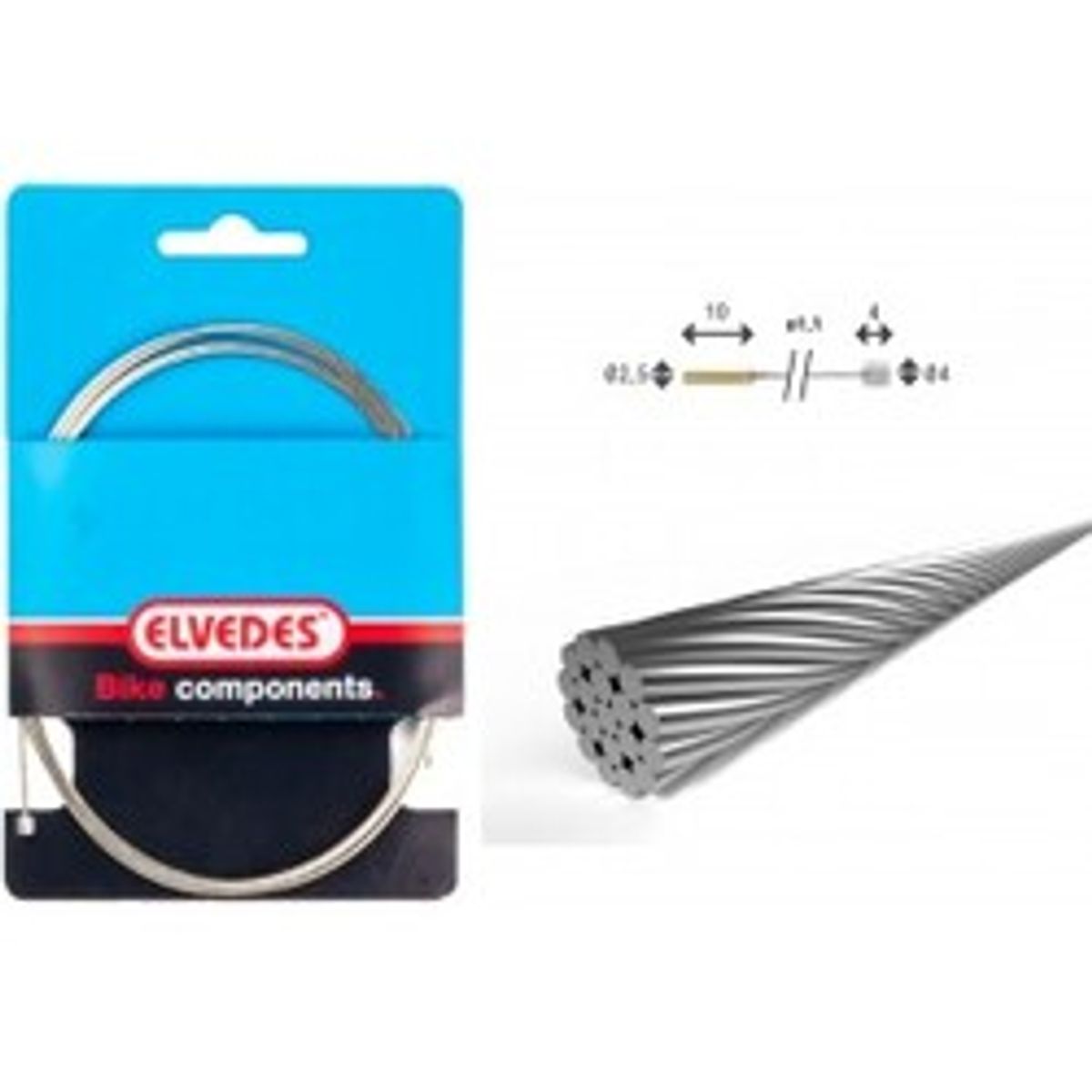 Gearwire 1Ã19 ø1,1/2250mm ø2,5Ã10 & ø4Ã4mm - Cykelreservedele