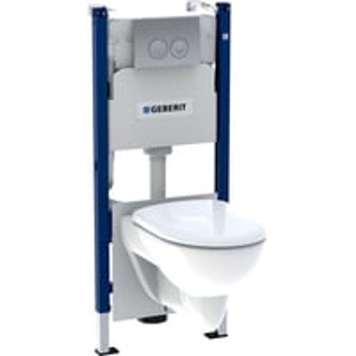 Geberit Delta Renova komplet toilet pakke - 112 cm Delta indbygningscister med tryk, Renova rimfree