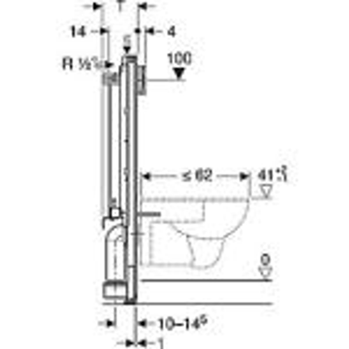 Geberit Duofix monteringselement/cisterne til tungt byggeri 3/6ltr til hængetoilet/mur