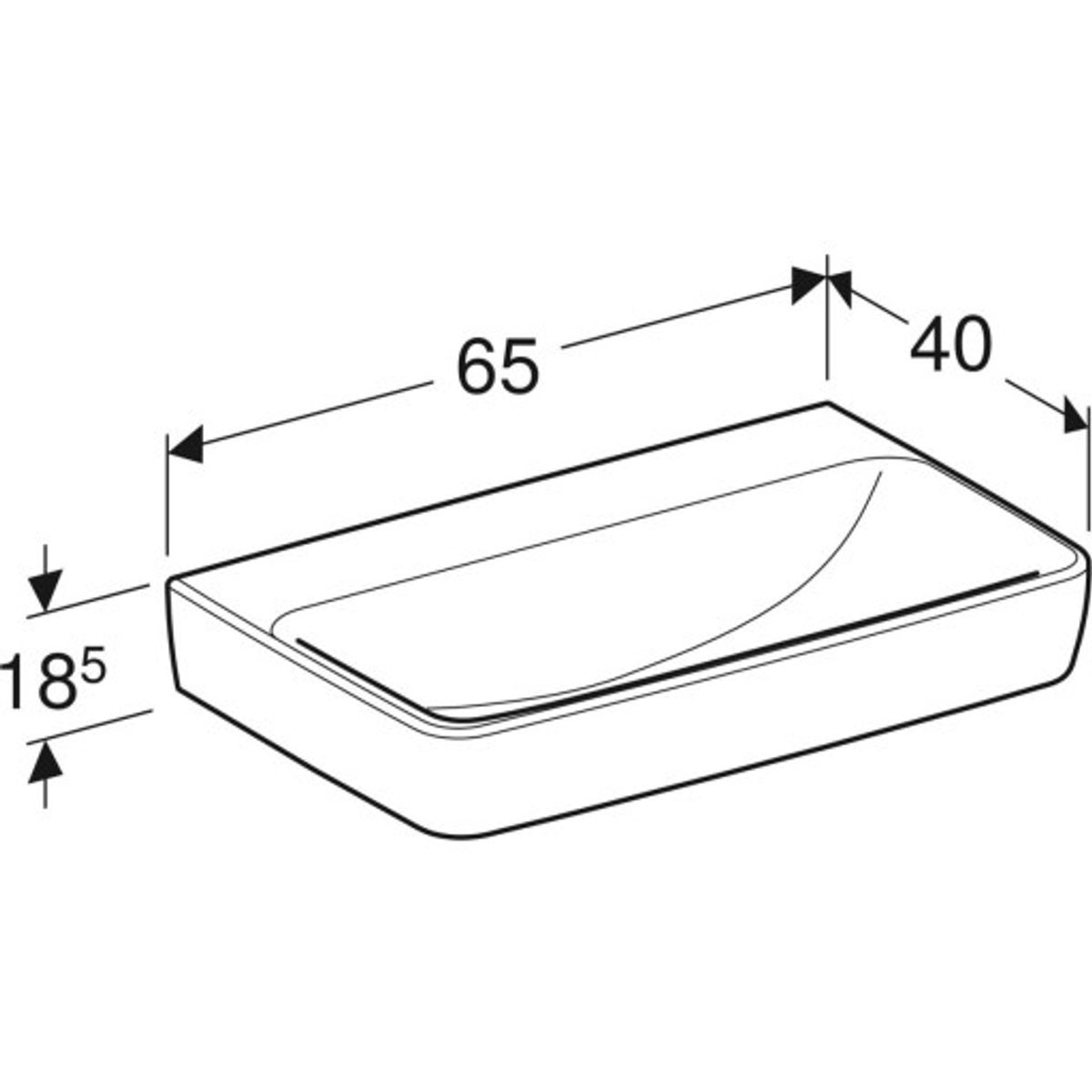 GEBERIT håndvask 650x400x175mm u/hh/overl t/møbel porcelæn KeraT