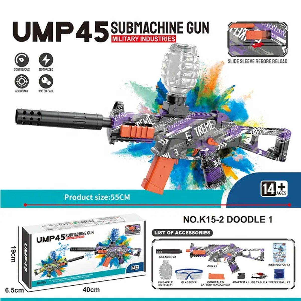 Gel Blaster UMP 45 Mini - Extreme lilla