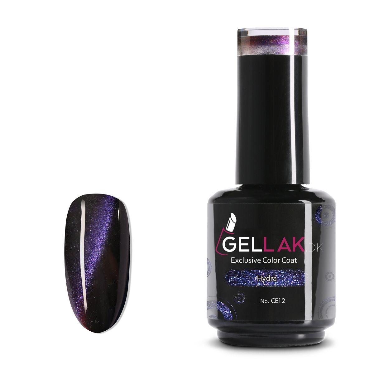 Gel Neglelak Cat Eye Lilla | 15 ml | Hydra No. CE12 | Gellak.dk