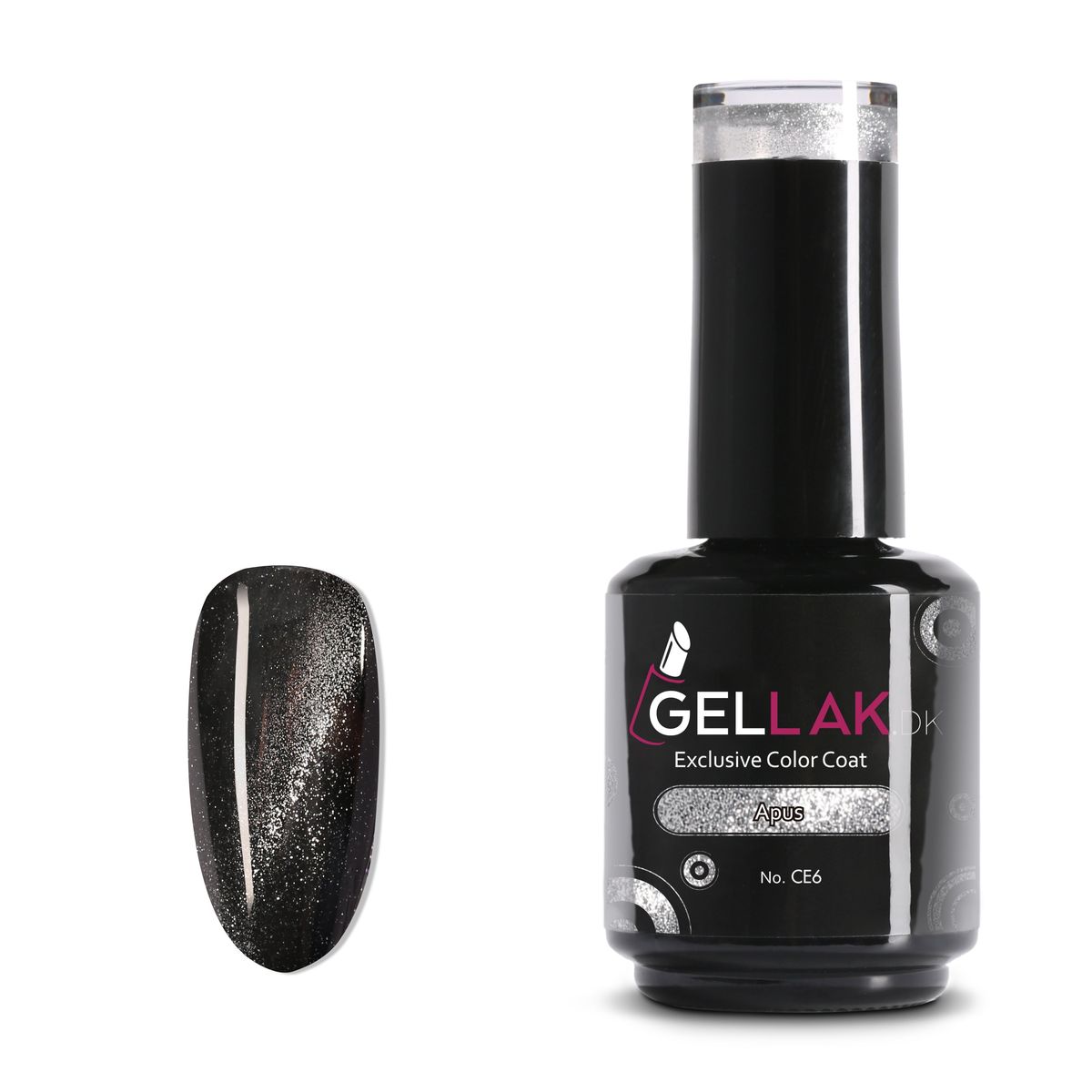 Gel Neglelak Cat Eye Sølv | 15 ml | Apus No. CE6 | Gellak.dk