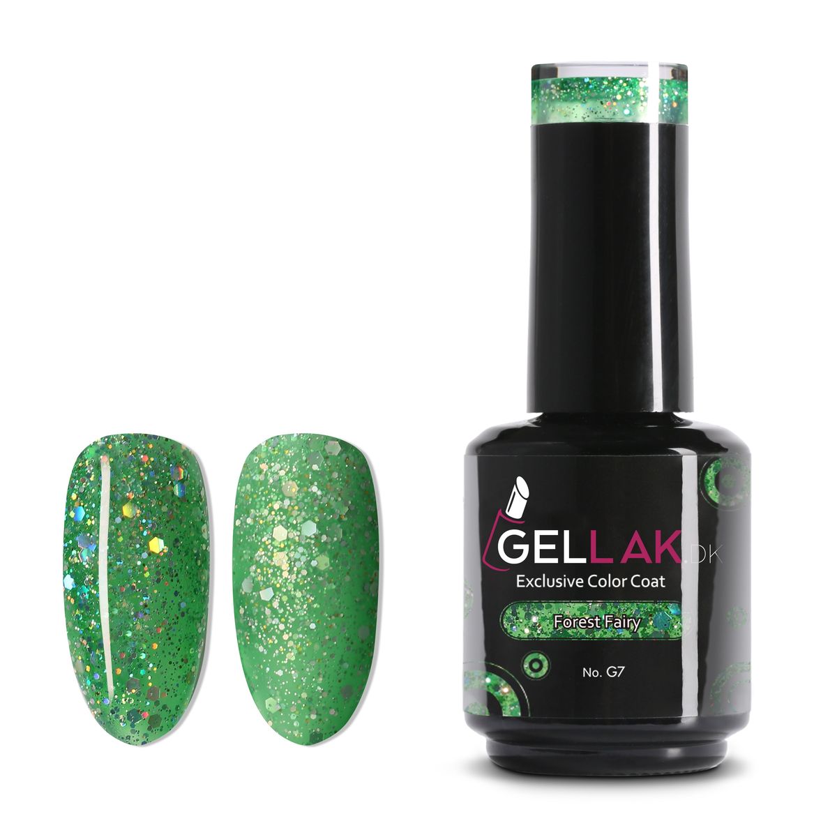 Gel Neglelak Grøn Glimmer | 15 ml | Forest Fairy No. G7 | Gellak.dk