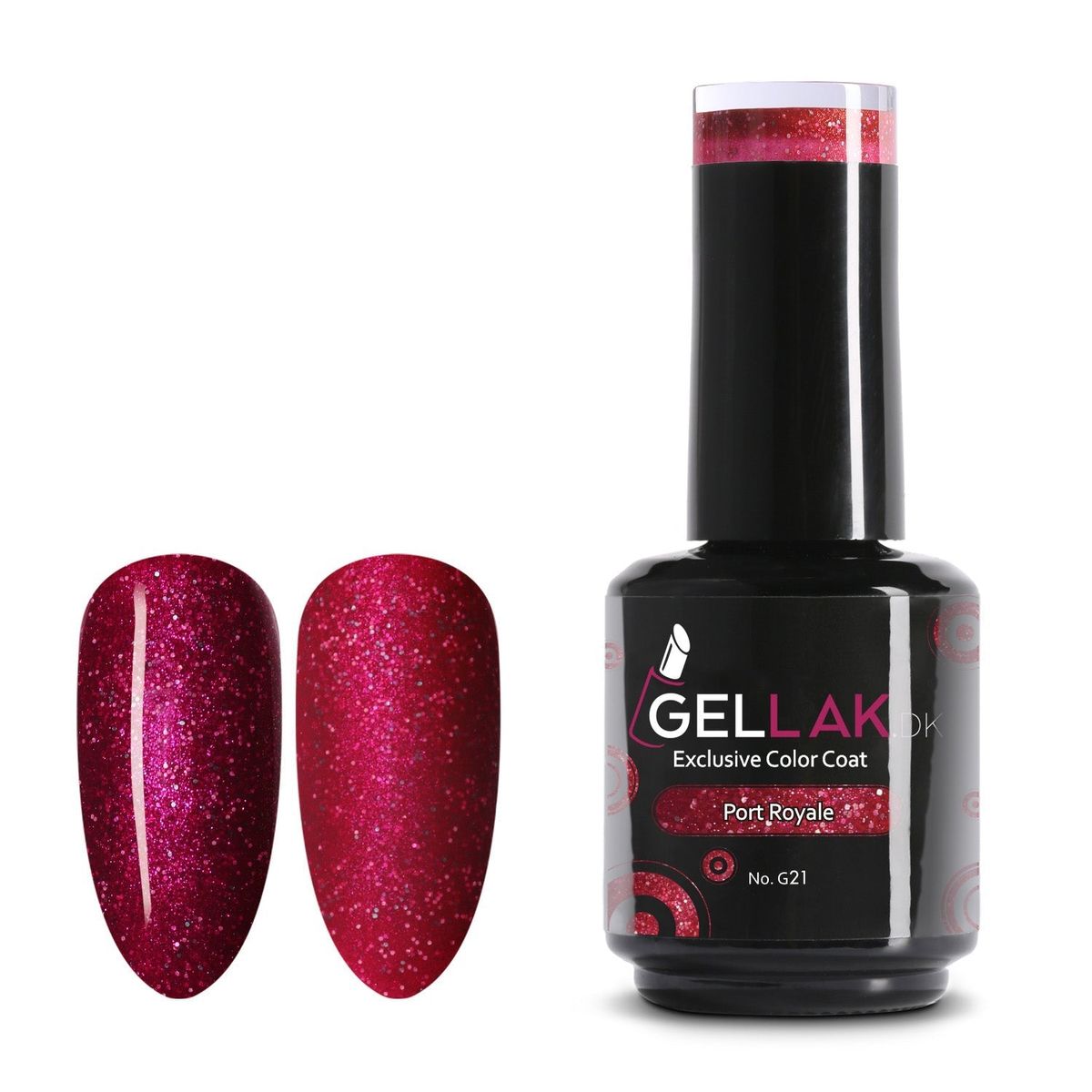 Gel Neglelak Rød Glimmer | 15 ml | Port Royale No. G21 | Gellak.dk