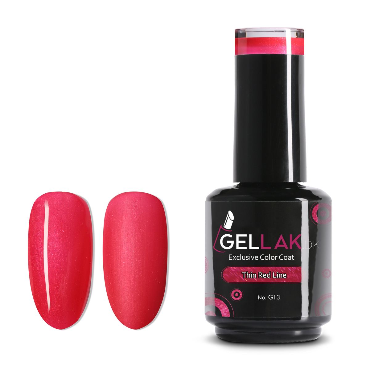 Gel Neglelak Rød Shimmer | 15 ml | Thin Red Line No. G13 | Gellak.dk