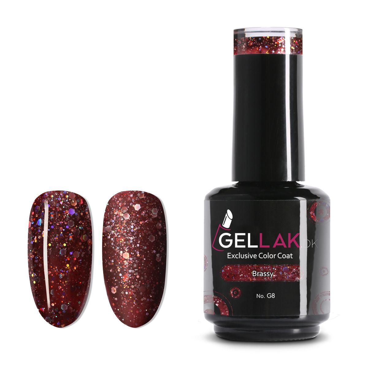 Gel Neglelak Rødbrun Glimmer | 15 ml | Brassy No. G8 | Gellak.dk