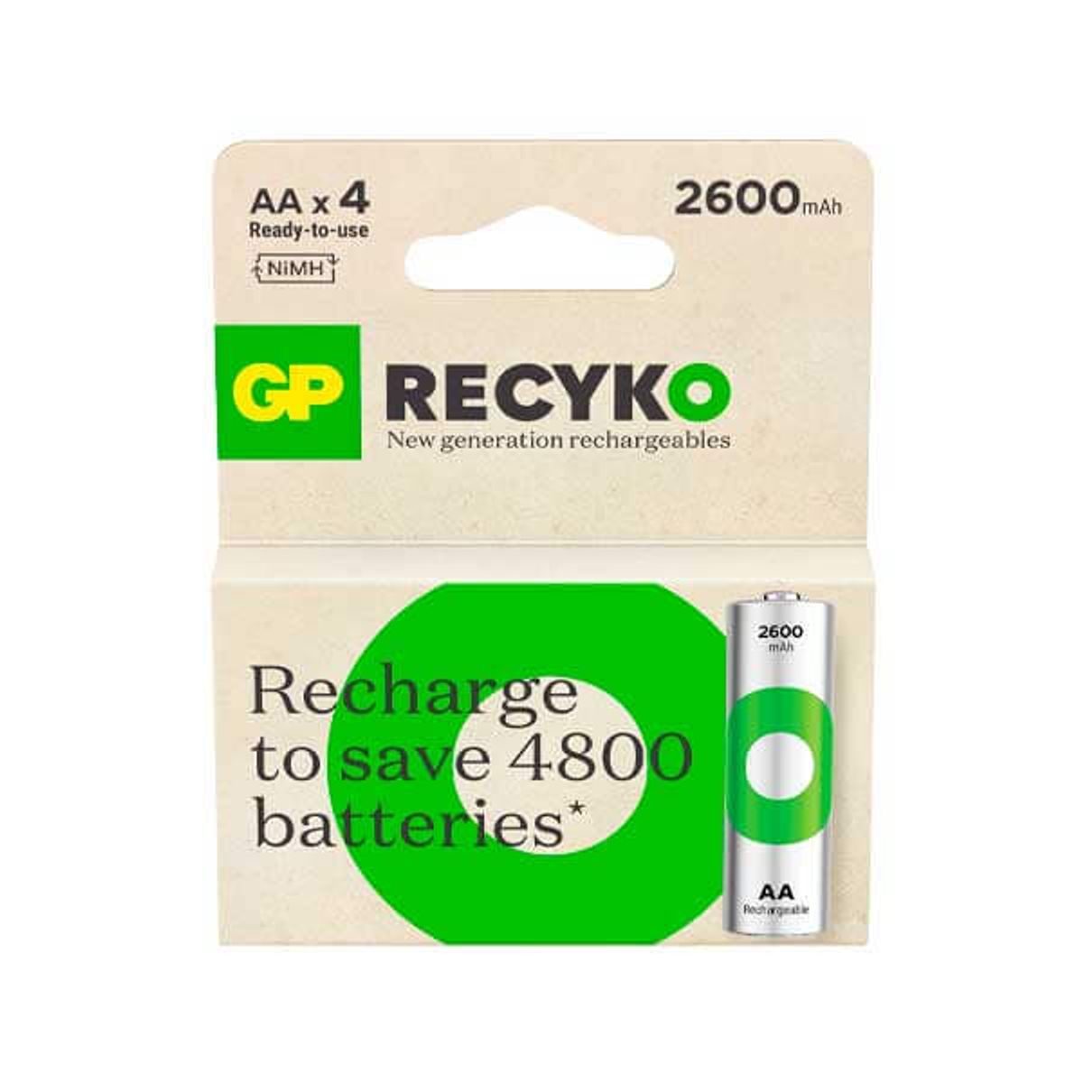 Genopladelige AA ReCyko batterier | 2600mAh