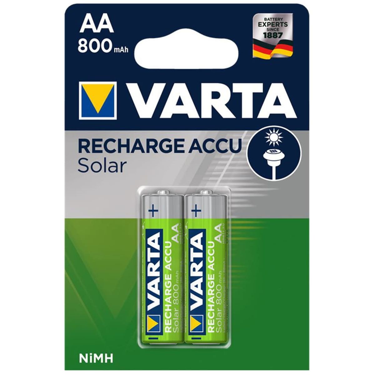 Genopladelige batterier AA - Optimeret til Solcellelamper - Varta - 2 stk. (43361)