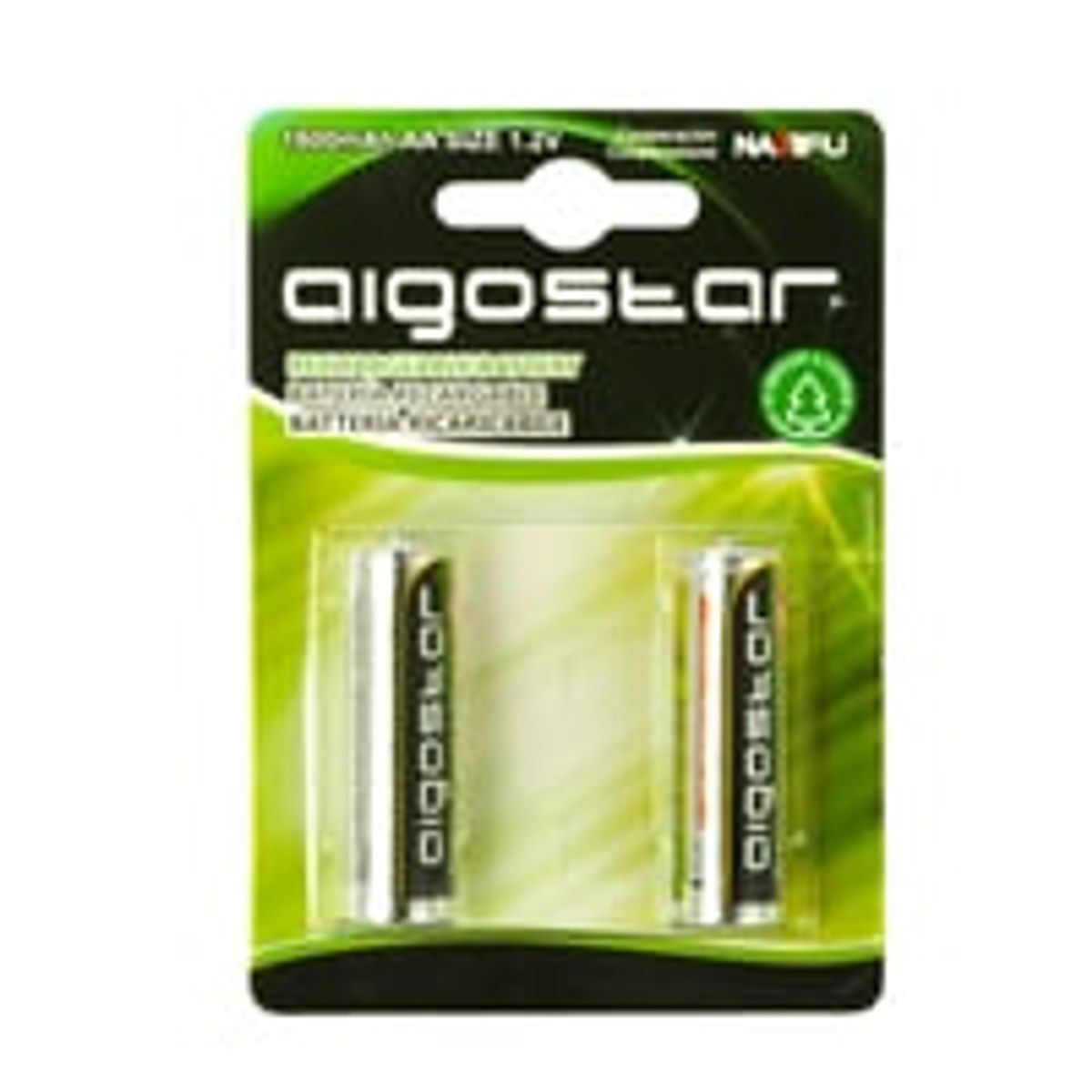 Genopladeligt AA-batteri med 1600mAh kapacitet og 1.2V spnding, inkluderer 3 rs producentgaranti