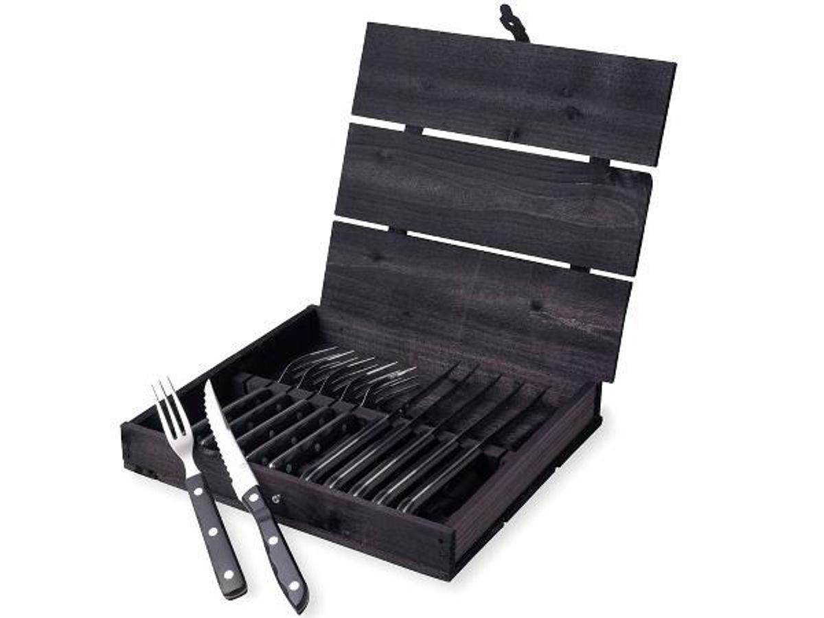 Gense Old Farmer Steak/grill Bestik - Sort - 12 dele