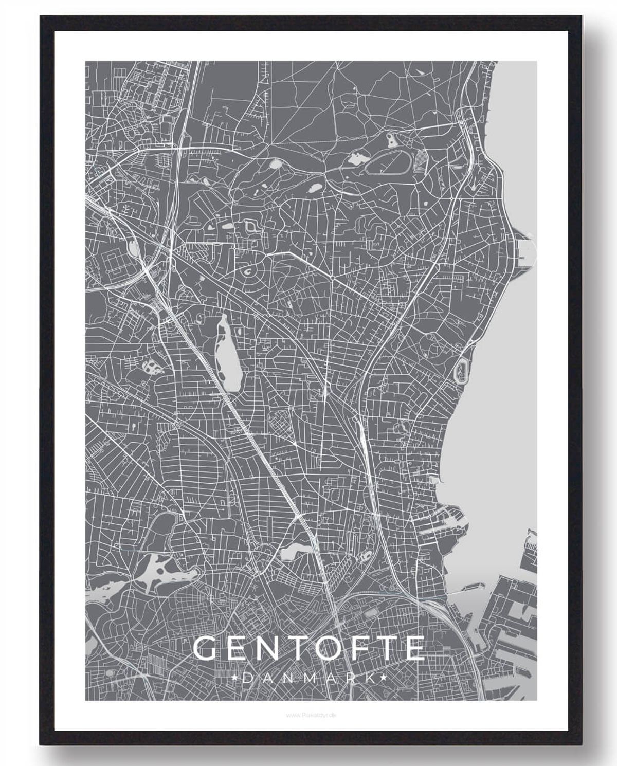 Gentofte by plakat - grå (Størrelse: L - 50x70cm (B2))