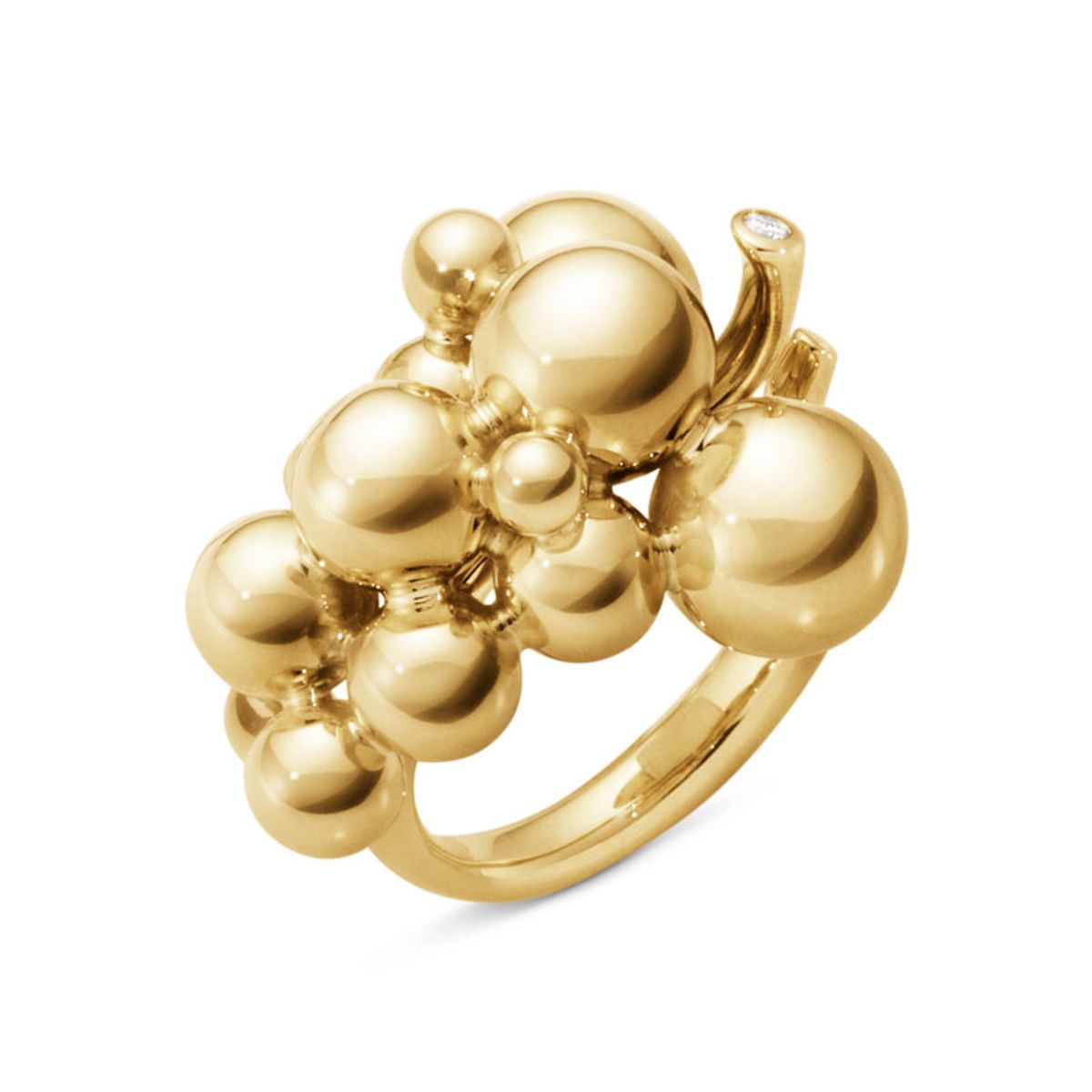 Georg Jensen Moonlight Grapes ring 1551 i guld med brillant