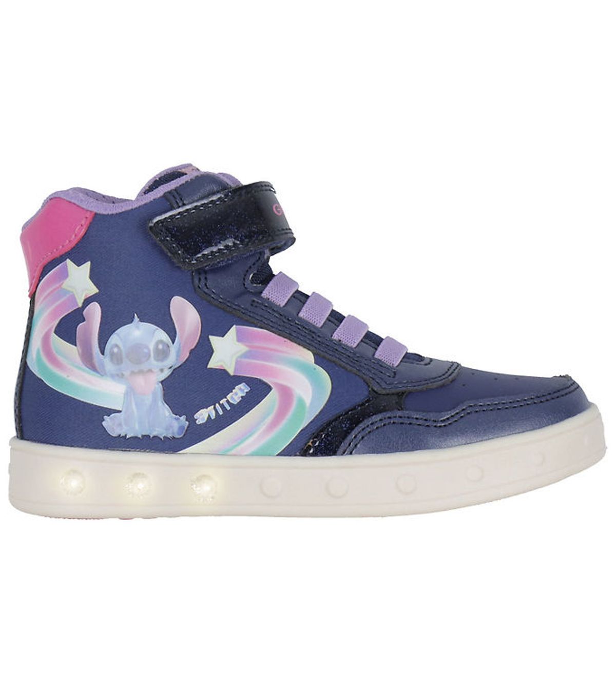 Geox Støvler m. Lys - J Skylin - Disney - Stitch - Navy/Fuchsia