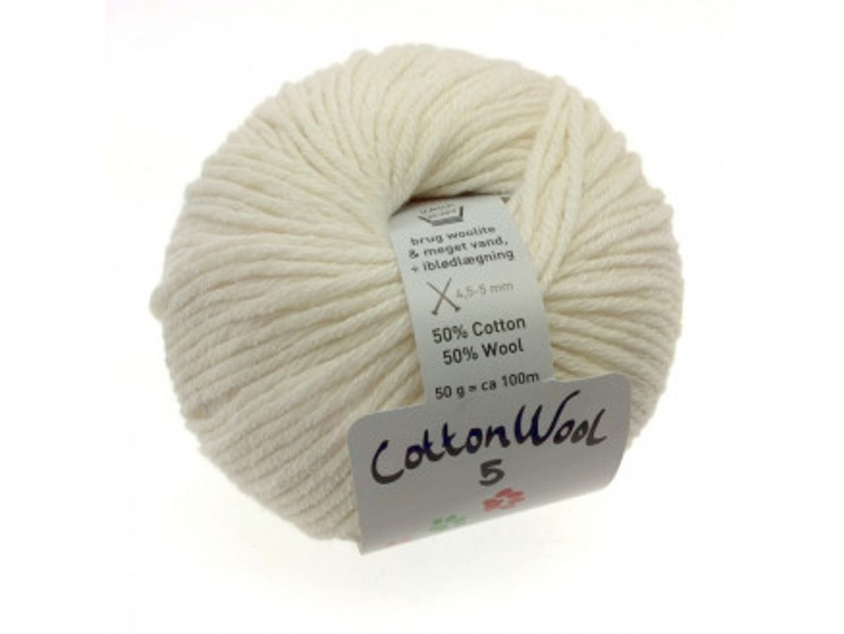 Gepard Garn CottonWool 5 Unicolor 101 Råhvid