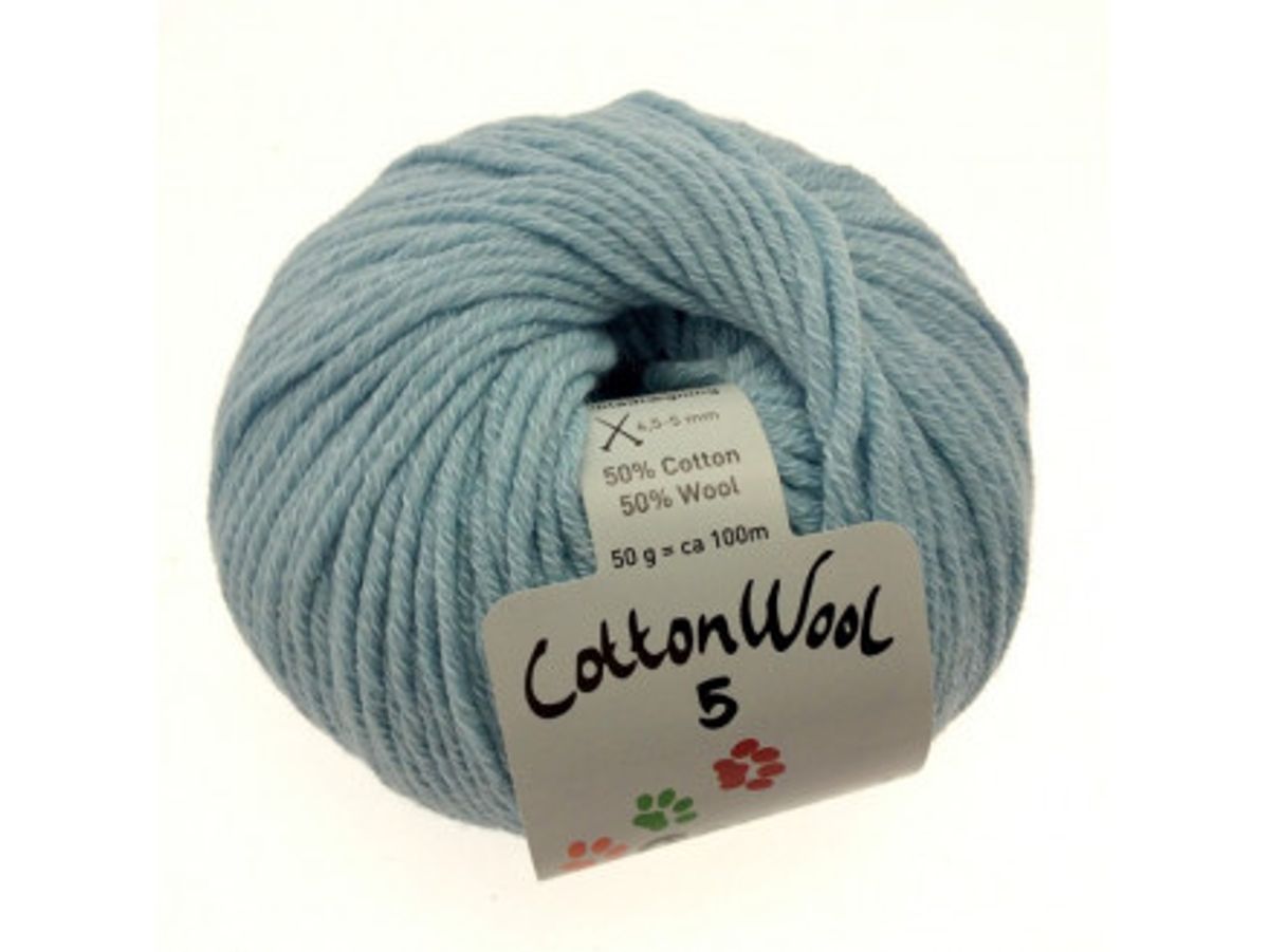 Gepard Garn CottonWool 5 Unicolor 712 Lys Aqua Blå