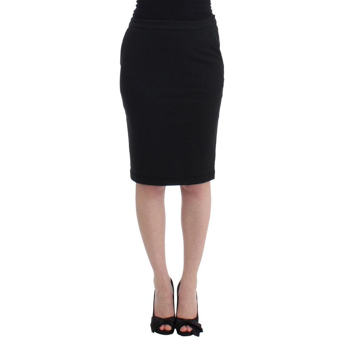 GF Ferre Chic Black Pencil Skirt Knee Length with Side Zip