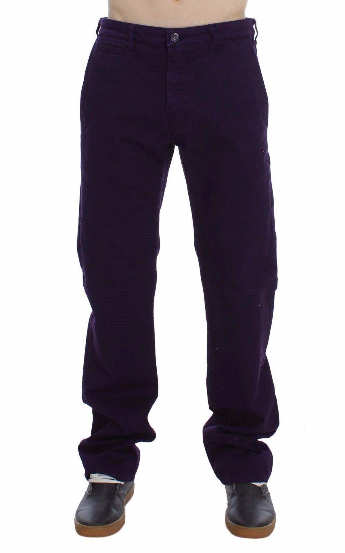 GF Ferre Purple Cotton Stretch Slim Chinos Pants