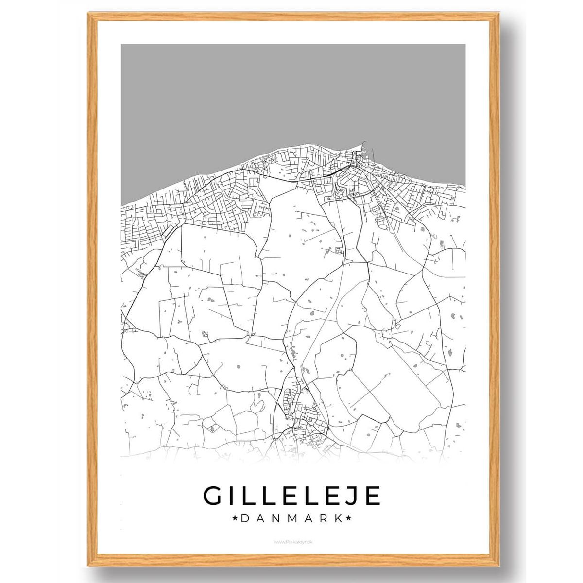 Gilleleje by plakat - hvid (Størrelse: M - 30x40cm)