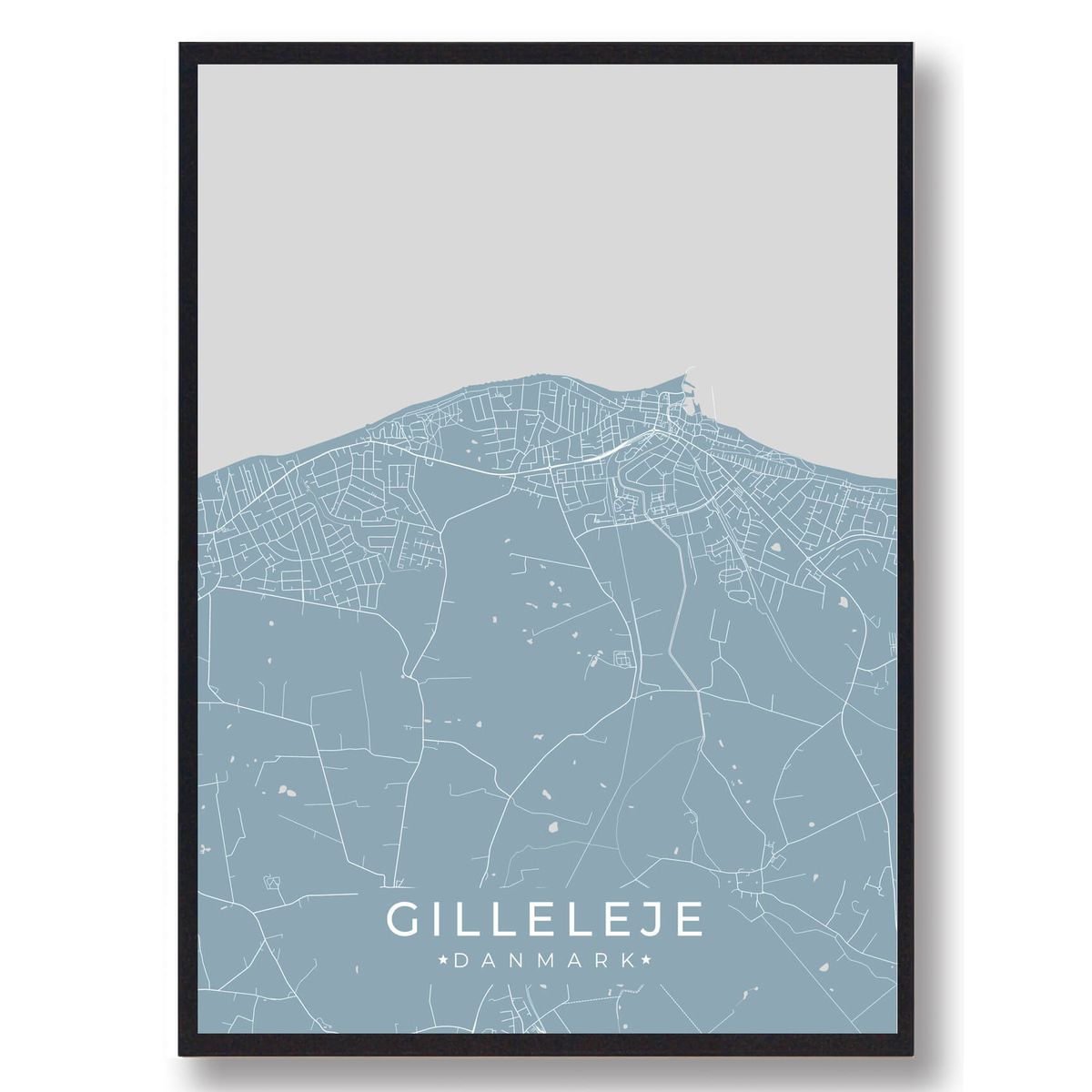 Gilleleje plakat - lyseblå (Størrelse: M - 30x40cm)