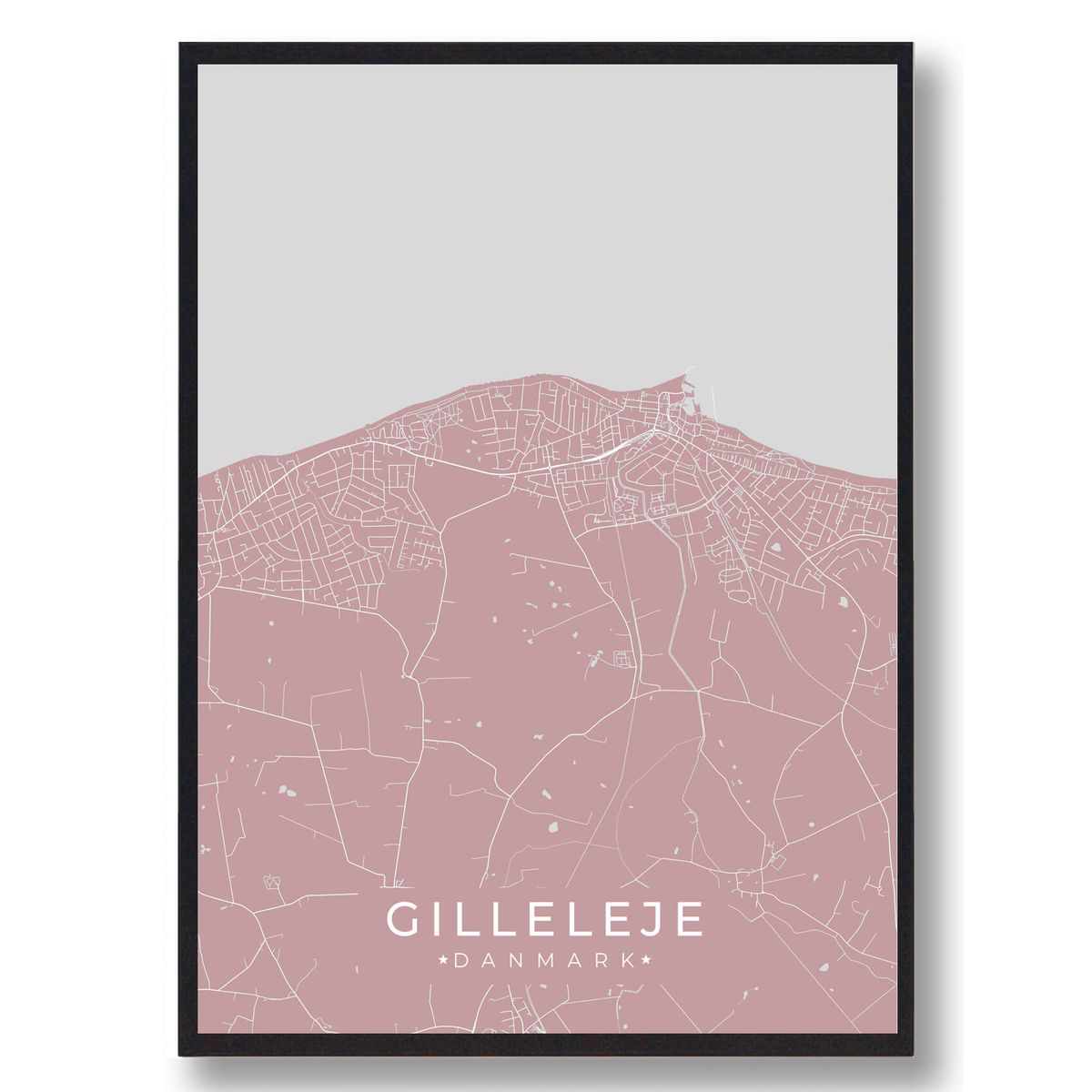 Gilleleje plakat - rosa (Størrelse: S - 21x29,7cm (A4))